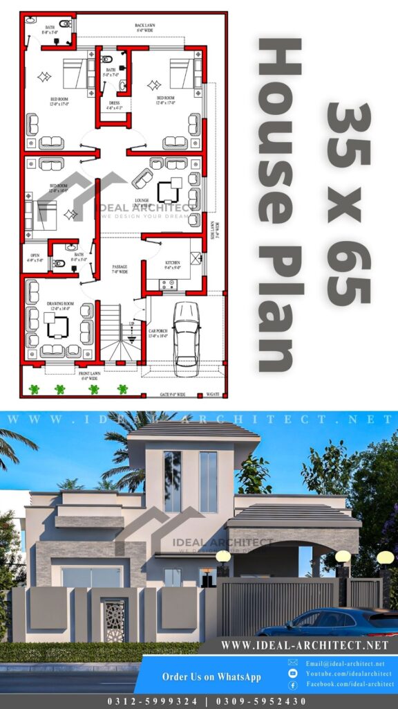 35x65 10 Marla House Plan