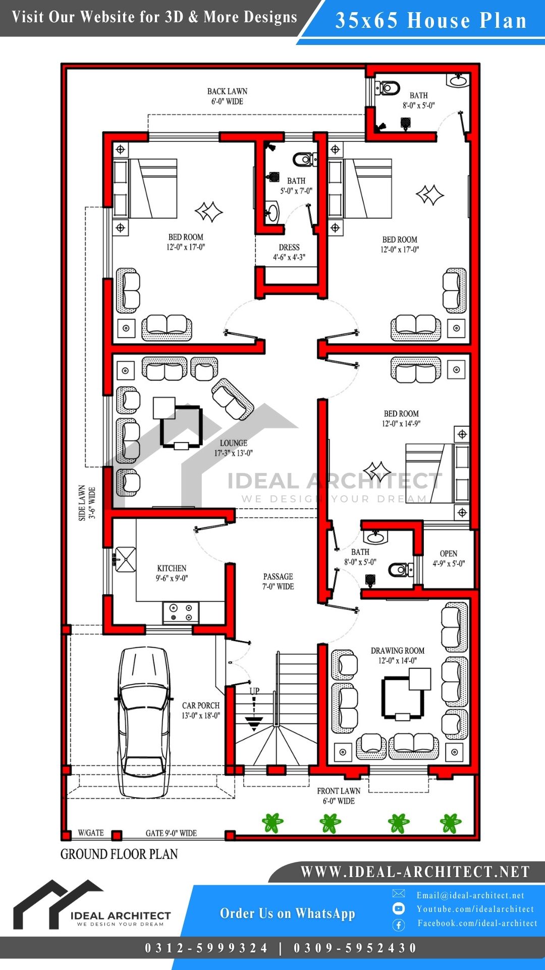 35x65 10 Marla House Plan