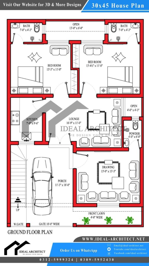 30x45 House Plan | 5 Marla House Plan