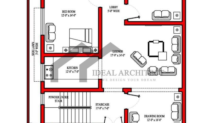 10 Marla House Plan | 35x65 House Plan