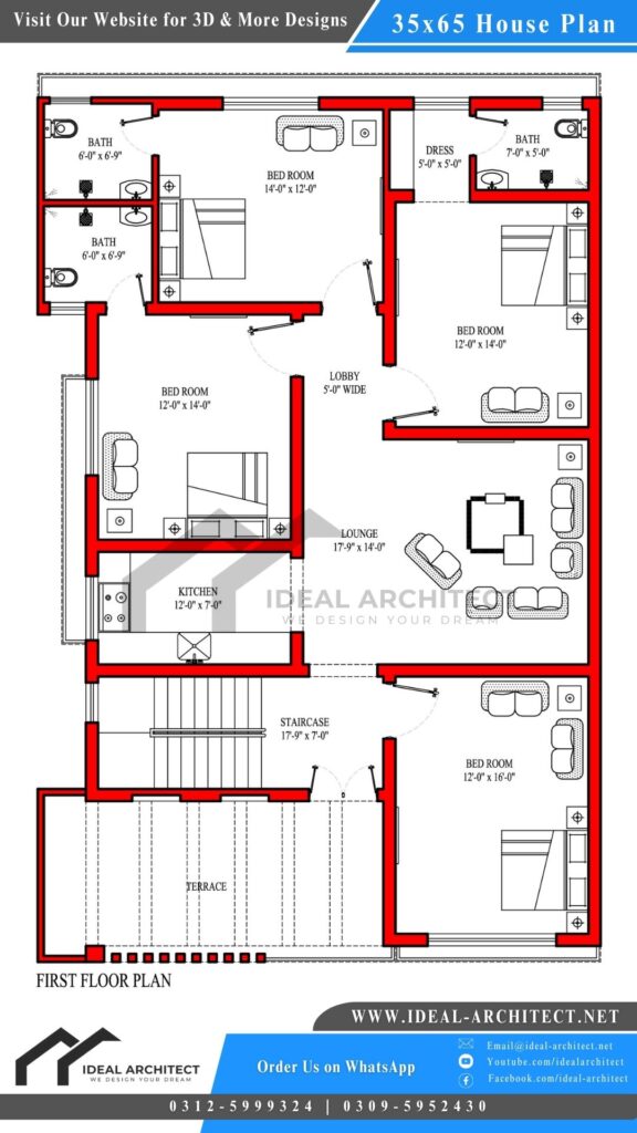 10 Marla House Plan | 35x65 House Plan 