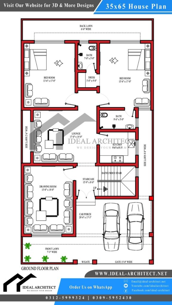 35×65 House Plan | 10 Marla House Plan