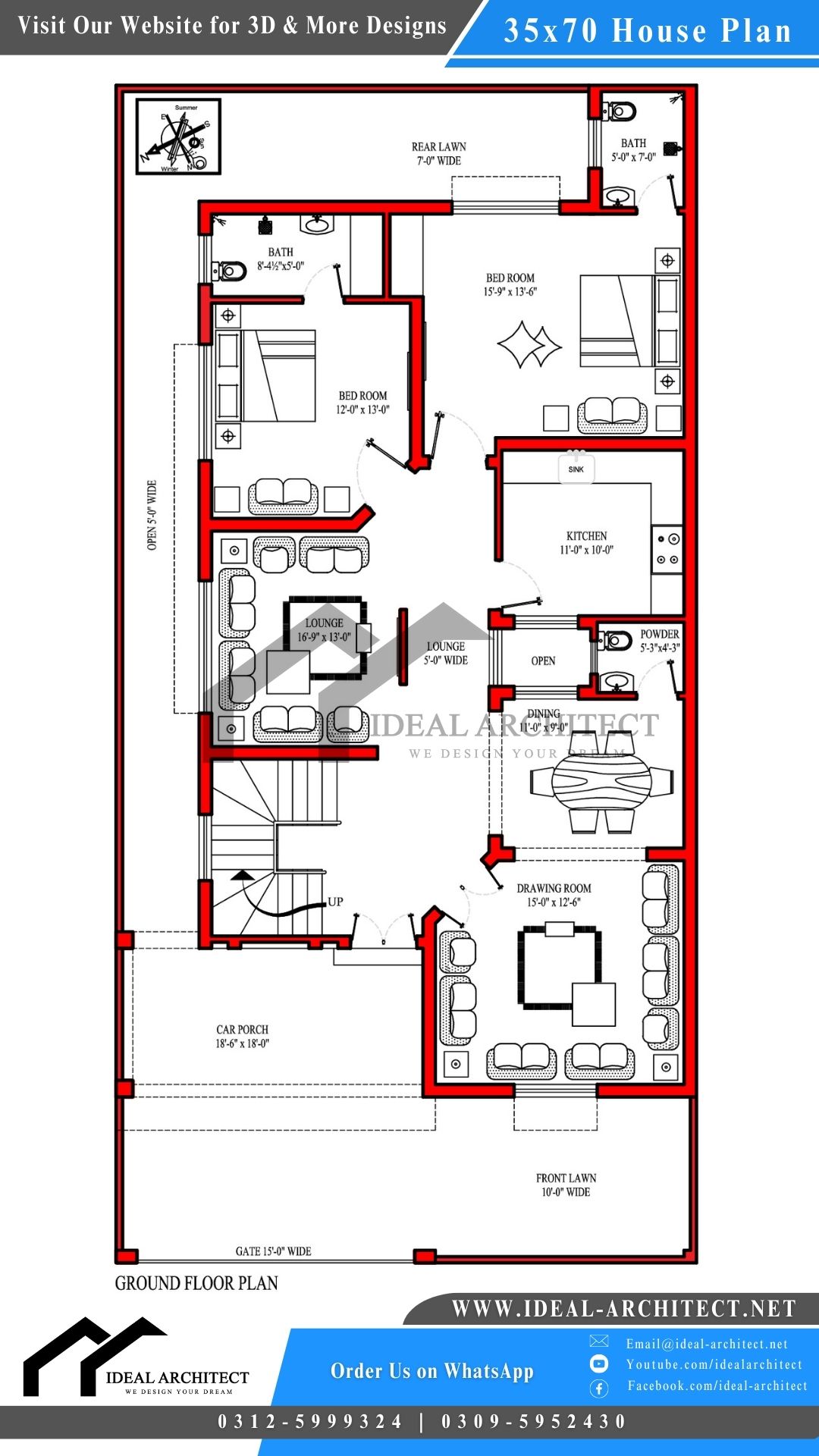 35x70 10 Marla House Plan