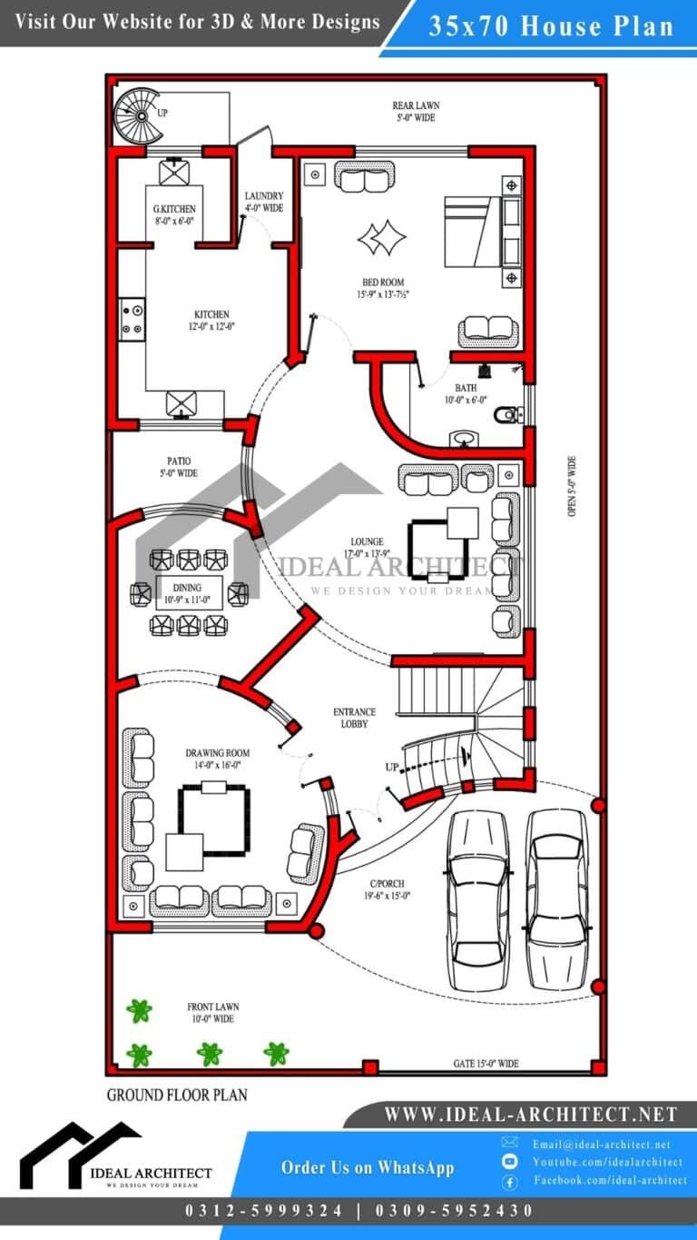 35x70 10 Marla House Plan