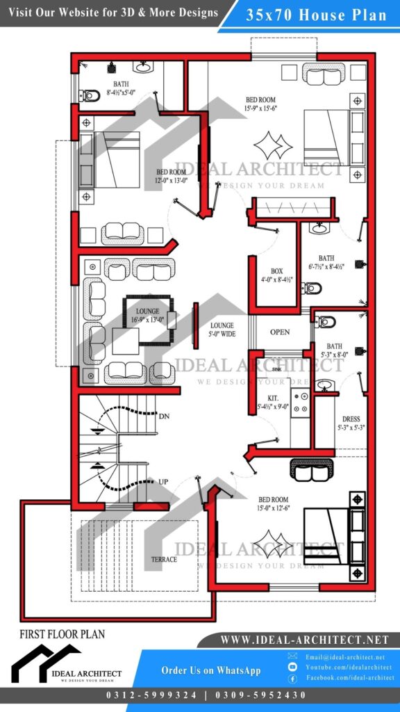 10 Marla House Design | 35x70 House Plan