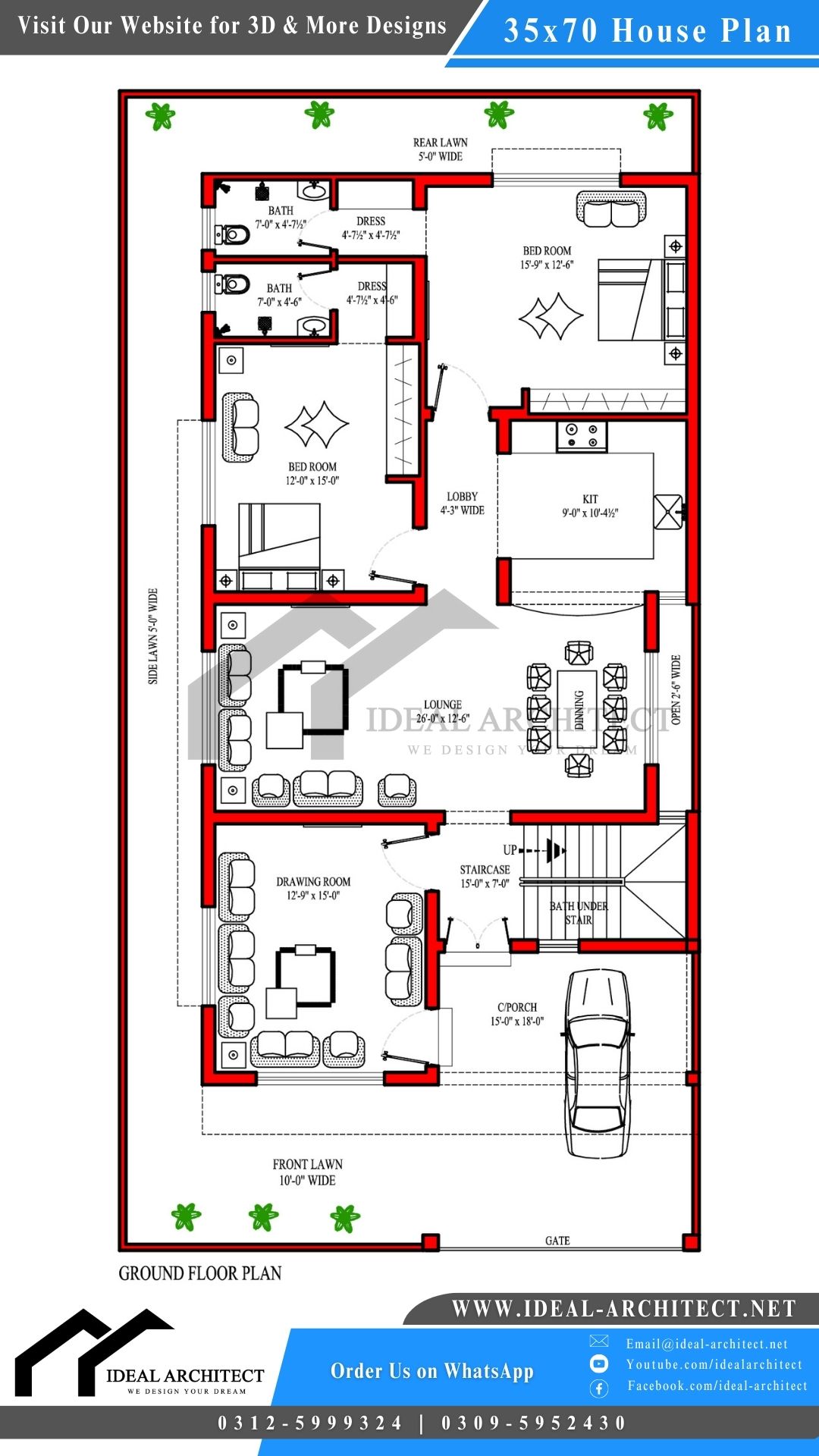 35x70 House Plan 10 Marla House Design