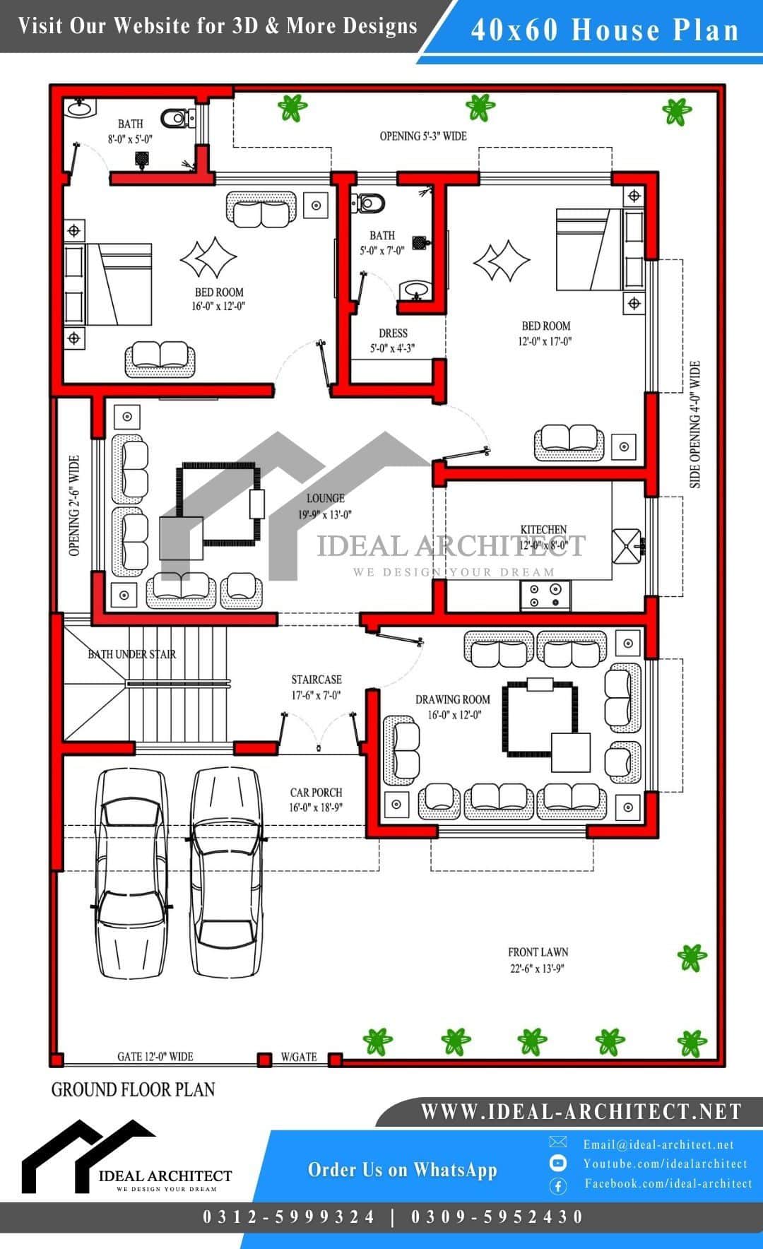 10 Marla House Plan | 40x60 House Plan