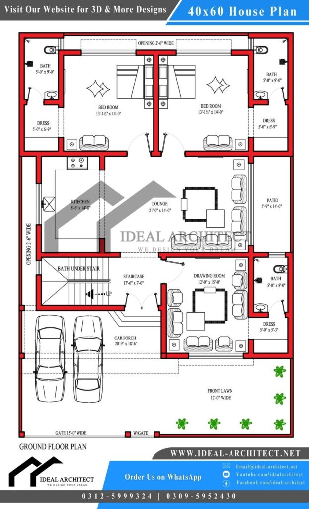 40x60 House Plan | House Plan for 10 Marla
