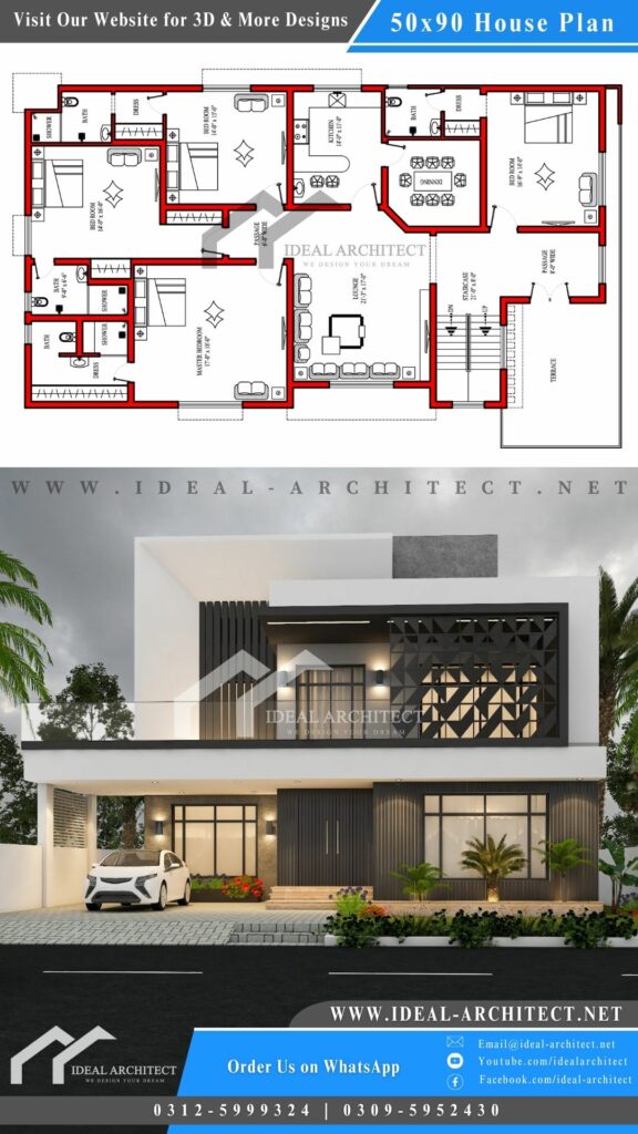 House Plan, House Plans, House Plan Drawing, House Plan Drawings, House Designs, 1 Kanal House Design