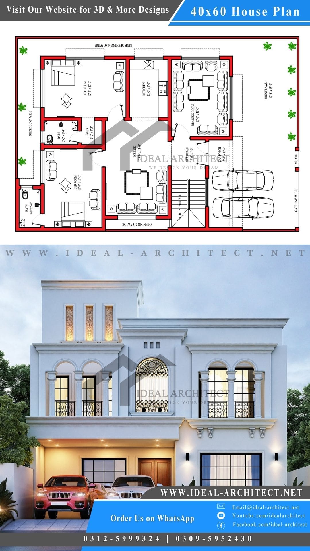 10 Marla House Design | 40x60 House Plan