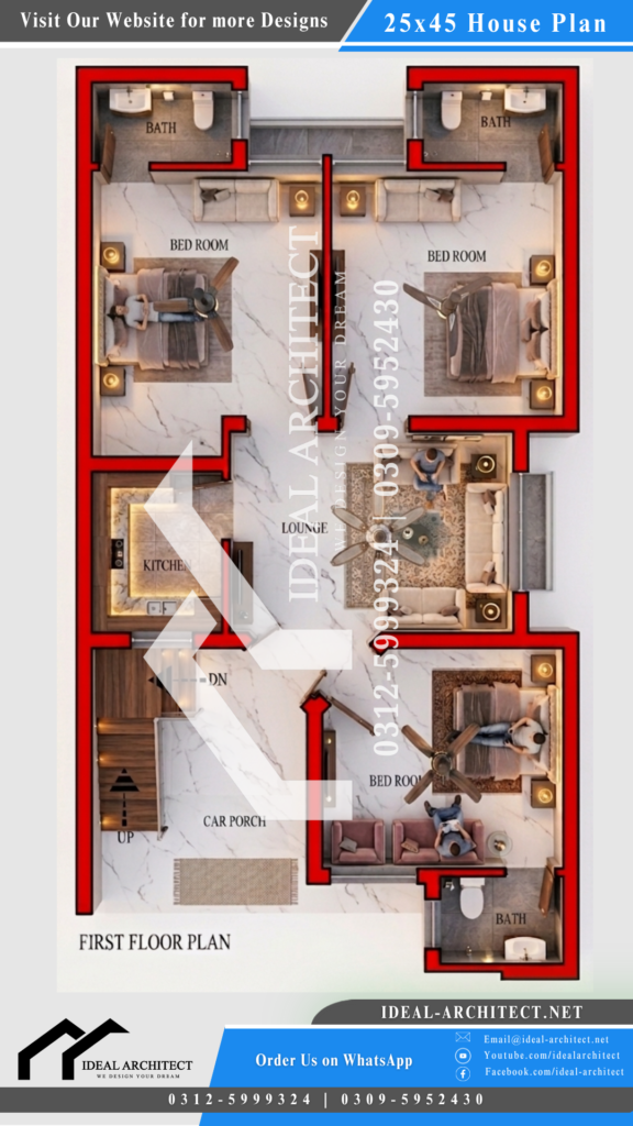 25 * 45 Home Design | Five Marla House Design