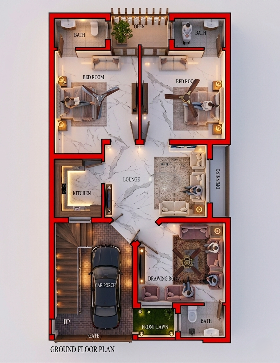 25x45 House Plan | 5 Marla House Plan