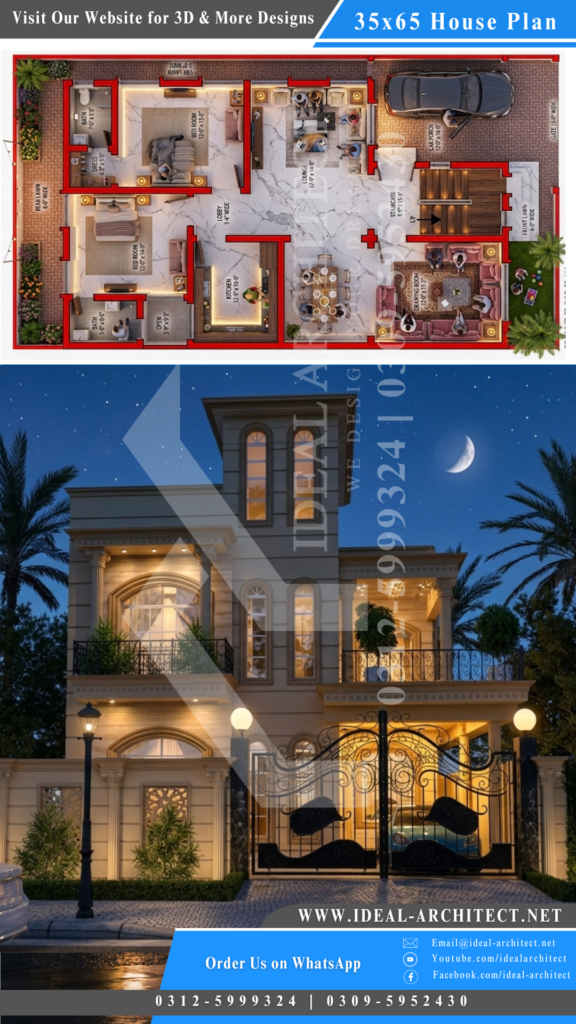 10 Marla House Design in Pakistan | 35x65 House Plan 10 Marla House Design in Pakistan | 35x65 House Plan