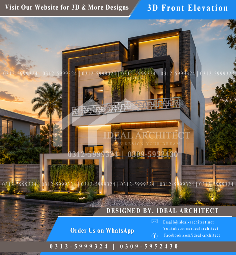 5 Marla House Design and 25x45 House Front Design Elevation