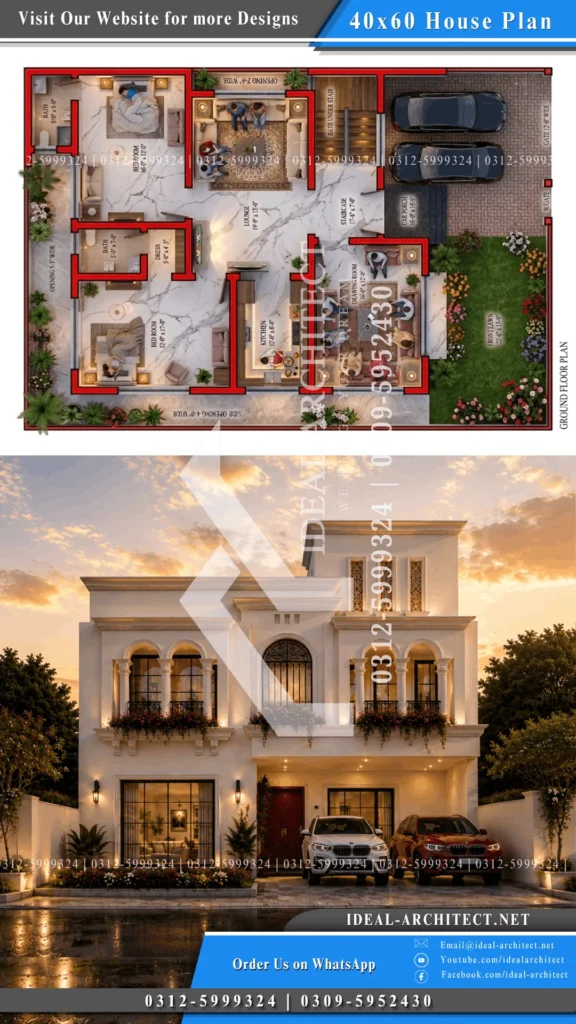 10 marla house plan in pakistan complete ground floor layout with room sizes