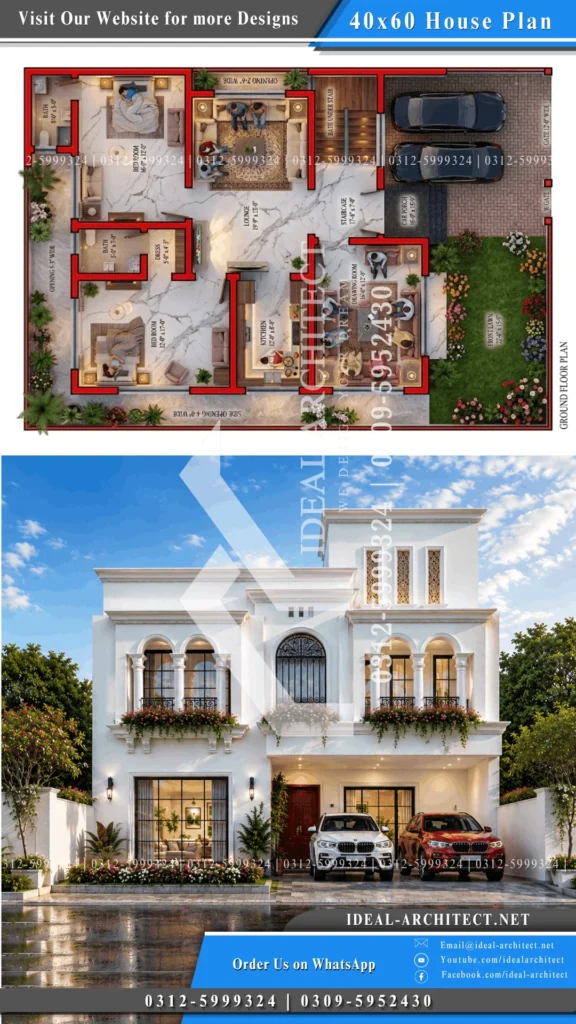 40x60 house plan pakistan complete layout ground floor and first floor