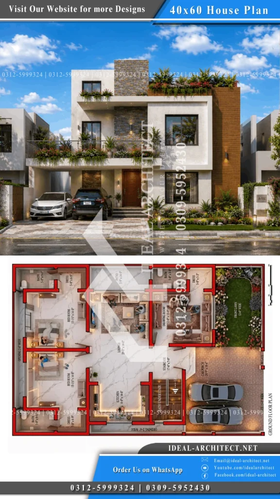 40x60 house plan Pakistan ground floor layout