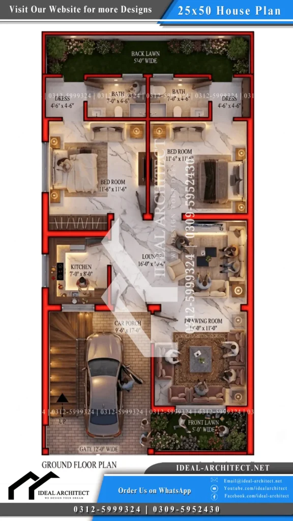 5 marla house plan 25x50