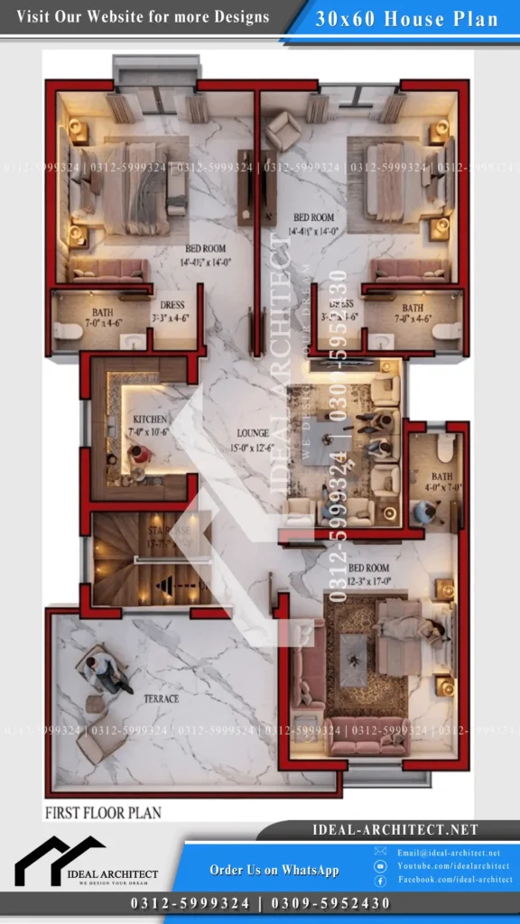 8 Marla House Plan – 30×60 House Design with Front Elevation 2 modern 8 marla house design pictures