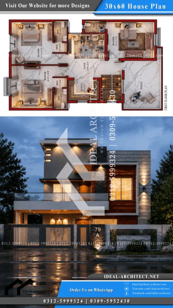Best 8 Marla House Plan & Design in Pakistan | 30x60 Modern House Plan Ideas 2 8 marla house design in pakistan
