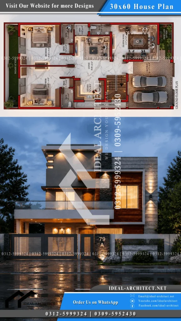 Best 8 Marla House Plan & Design in Pakistan | 30x60 Modern House Plan Ideas 1 8 marla house plan 30x60