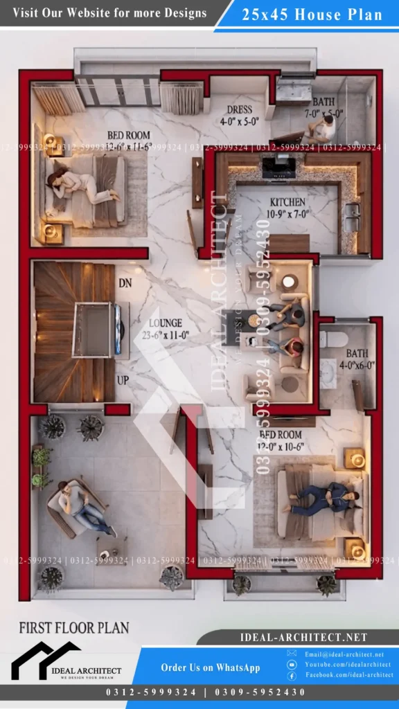 Alt:5 marla house plan double story 25x45 duplex house plan pakistan five marla house design independent unit 