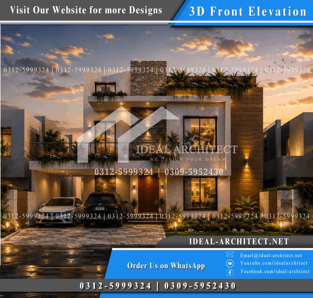 modern 10 marla house design Pakistan front view