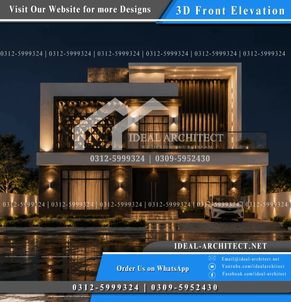 1 Kanal House Plan 50x90: Design, Map & Front Elevation 5 1 Kanal Front Elevation Design