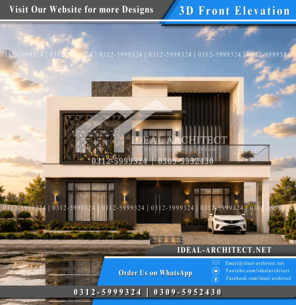 1 Kanal House Plan 50x90: Design, Map & Front Elevation 4 1 Kanal House Design 3D Luxury