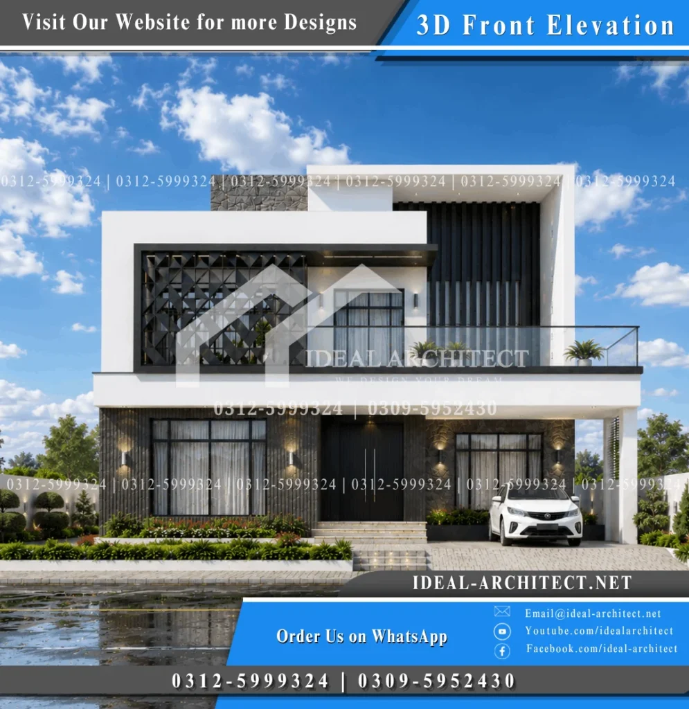 1 Kanal House Plan 50x90: Design, Map & Front Elevation 3 1 Kanal House Design With Lawn