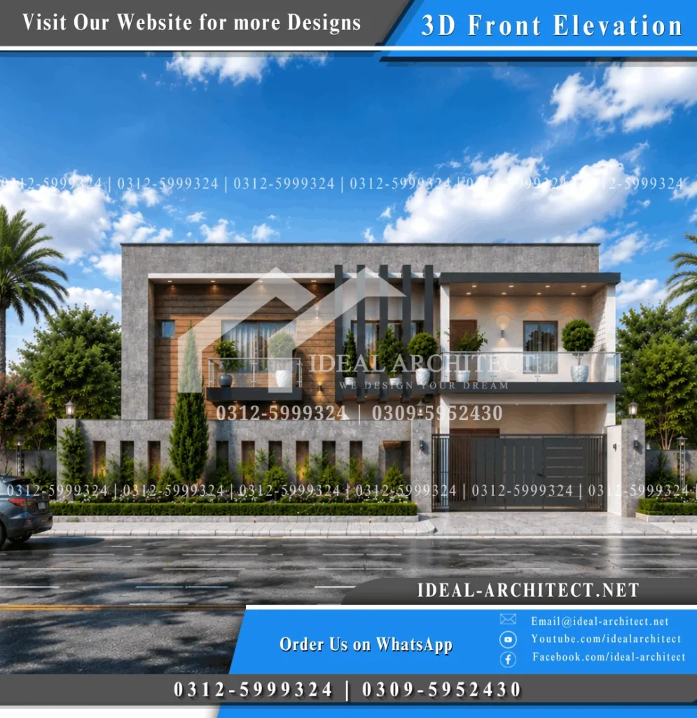 50x50 House Plan: 10 Marla House Design with Front Elevation and Naksha 3 10 Marla Front Elevation Design Modern Spanish House Design