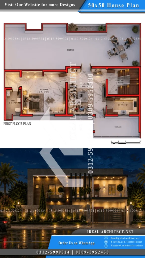 Modern Spanish 10 Marla Front Elevation Design