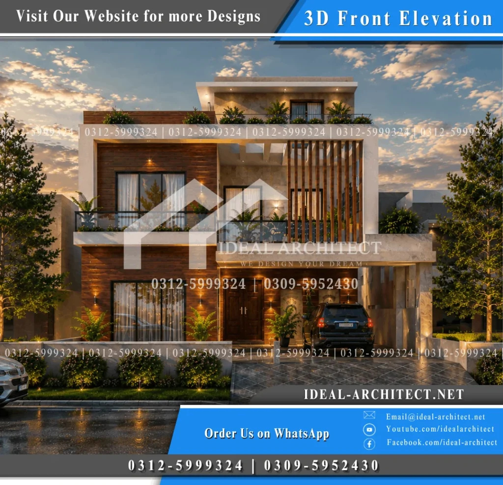 10 Marla House Design Pakistan — 35×65 Floor Plan, Map aur 3D Elevation 5 10 marla home design