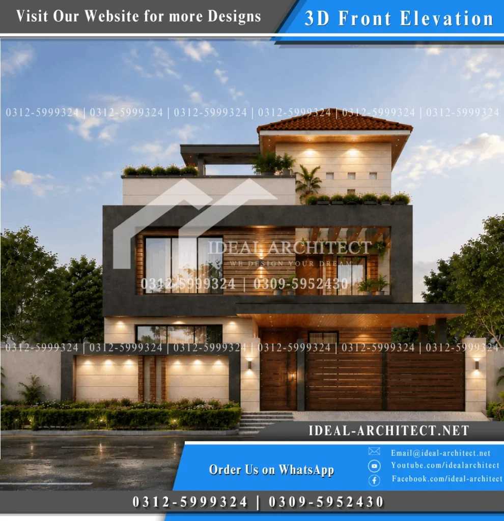 10 marla house 3d design 35x70 house plan front elevation