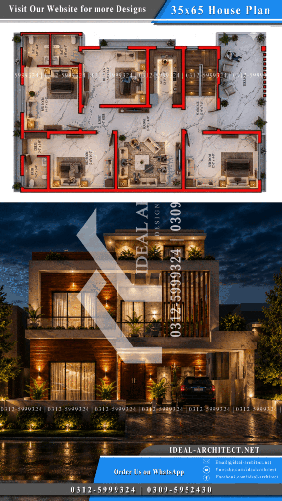 10 marla house 3d design exterior lighting pakistan night elevation warm LED three layer system