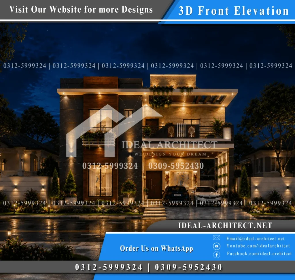 10 Marla House 3D Design Front Elevation Pakistan 10 marla house 3d design front elevation Pakistan modern