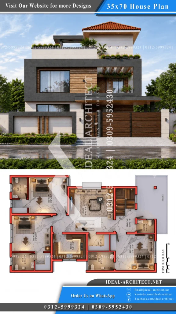 10 Marla House 3D Design Pakistan — Ghar Ka Naksha, Map aur Front Elevation Guide 6 10 marla house map design 3 bedroom Pakistan floor plan