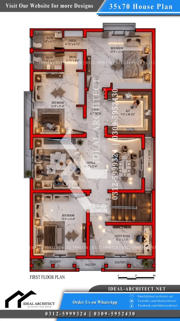 10 marla house map layout 4 bedroom