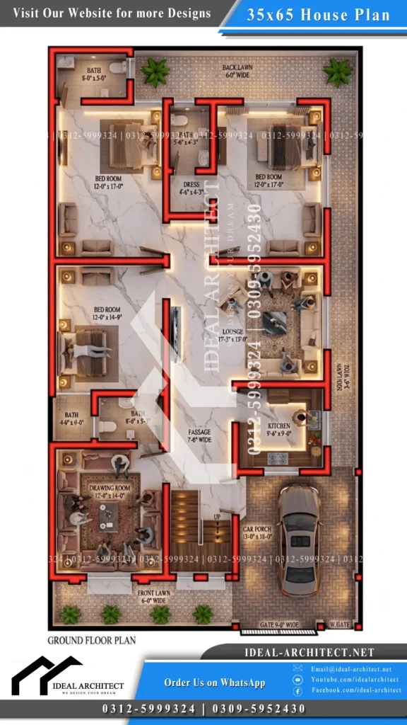 10 Marla House Design 3D | House Elevation Design 6 10 Marla House Naksha Map