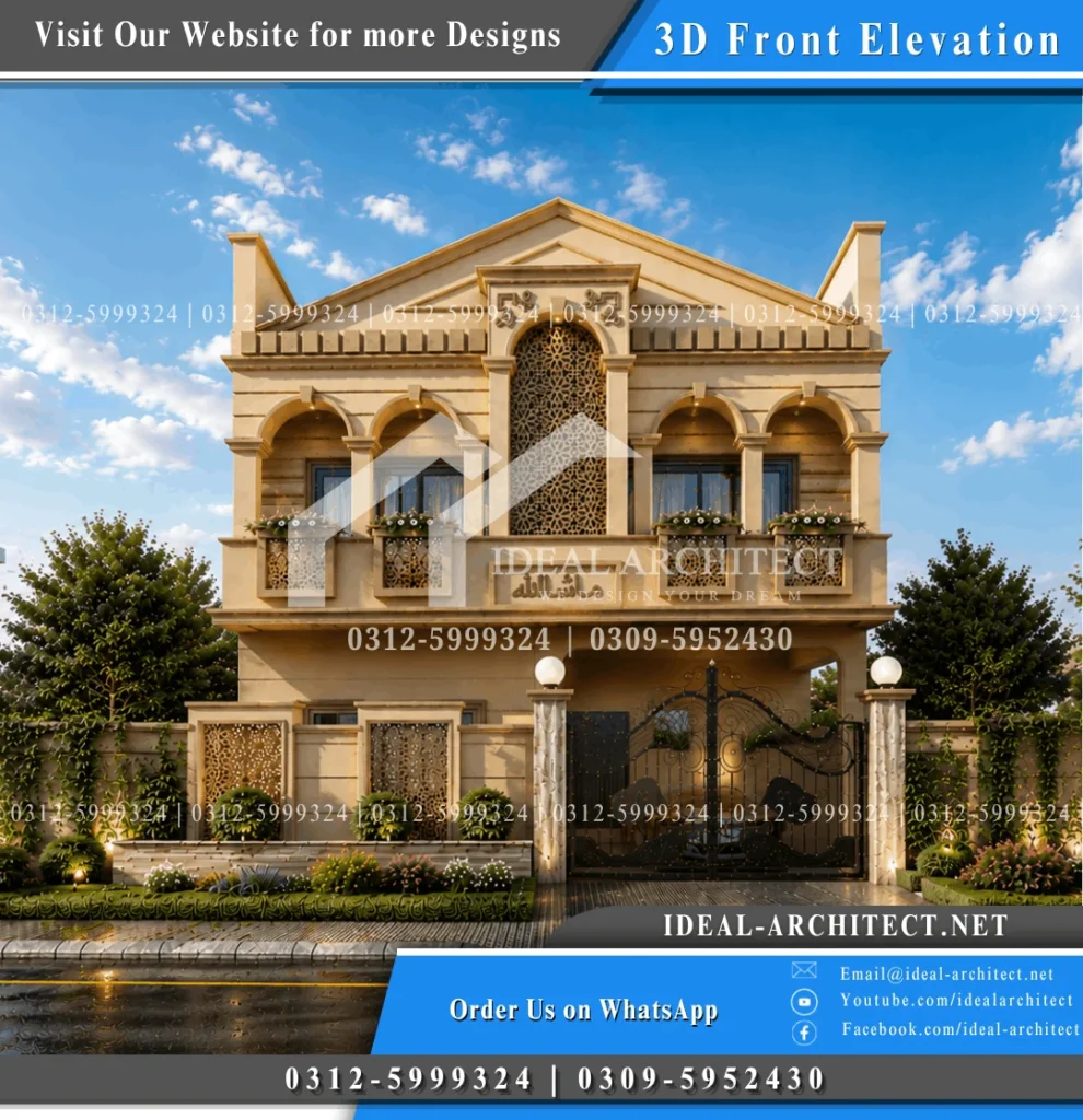 10 marla house plan 3d front elevation 