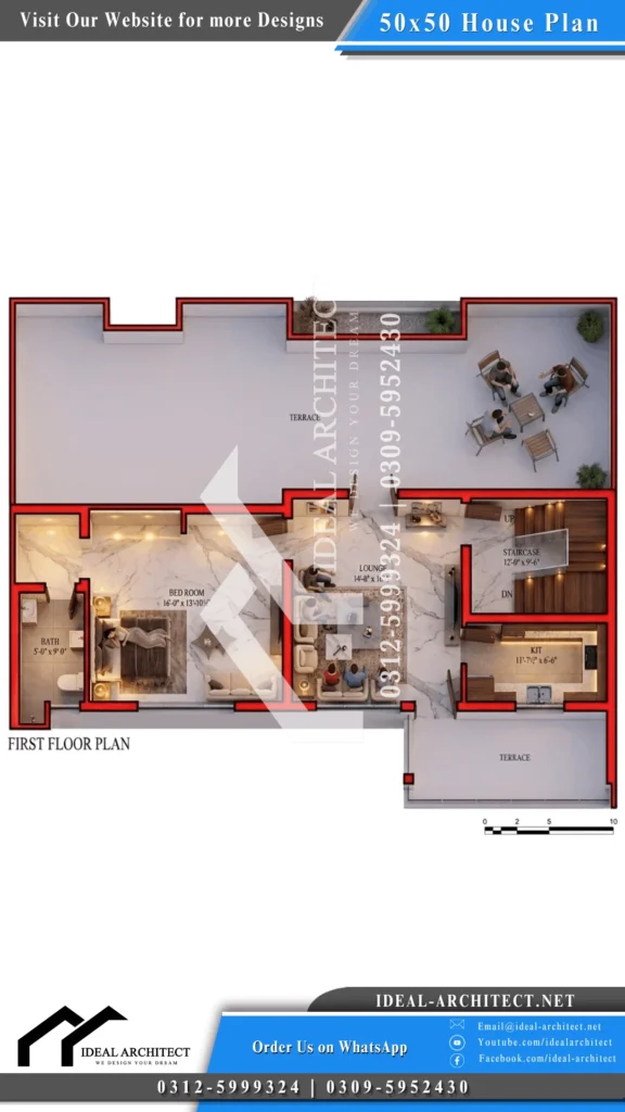 50x50 House Plan: 10 Marla House Design with Front Elevation and Naksha 2 10 Marla House Plan Layout Home Plan