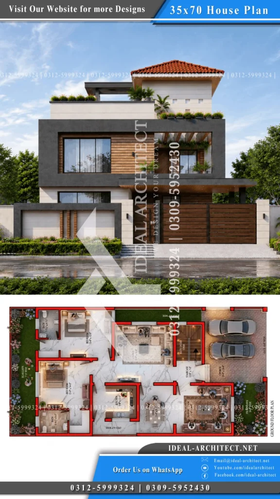 10 Marla House 3D Design Pakistan — Ghar Ka Naksha, Map aur Front Elevation Guide 5 10 Marla House Plan Pakistan — Map aur Layout Design