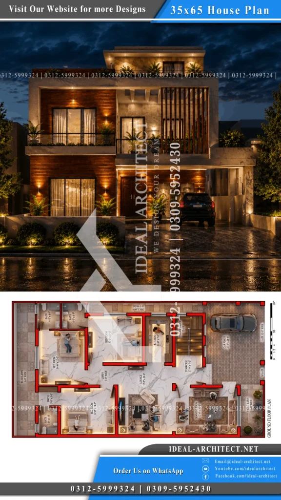 35x65 house plan 10 marla house map ground floor layout pakistan