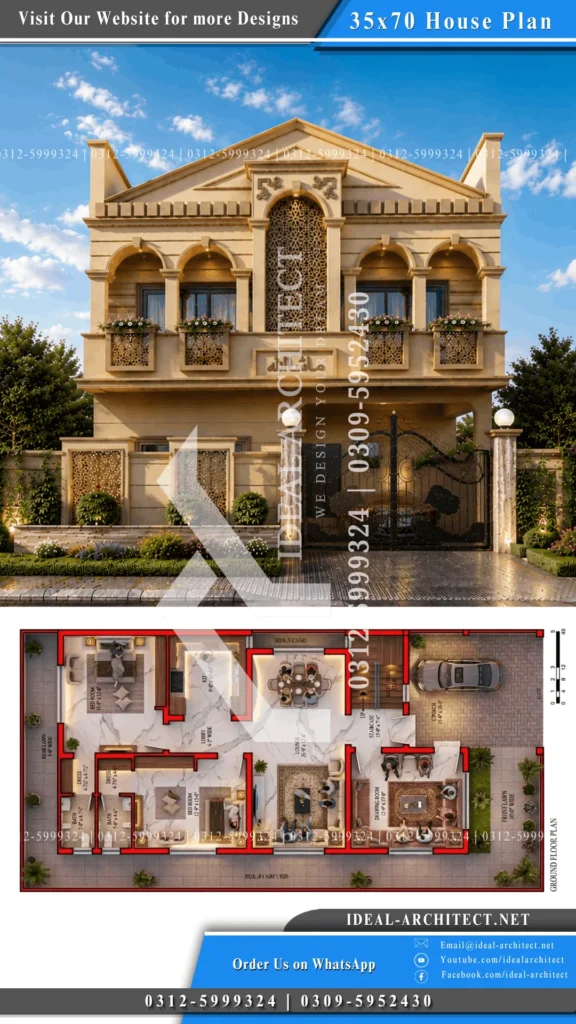 35x70 house plan design front elevation Pakistan