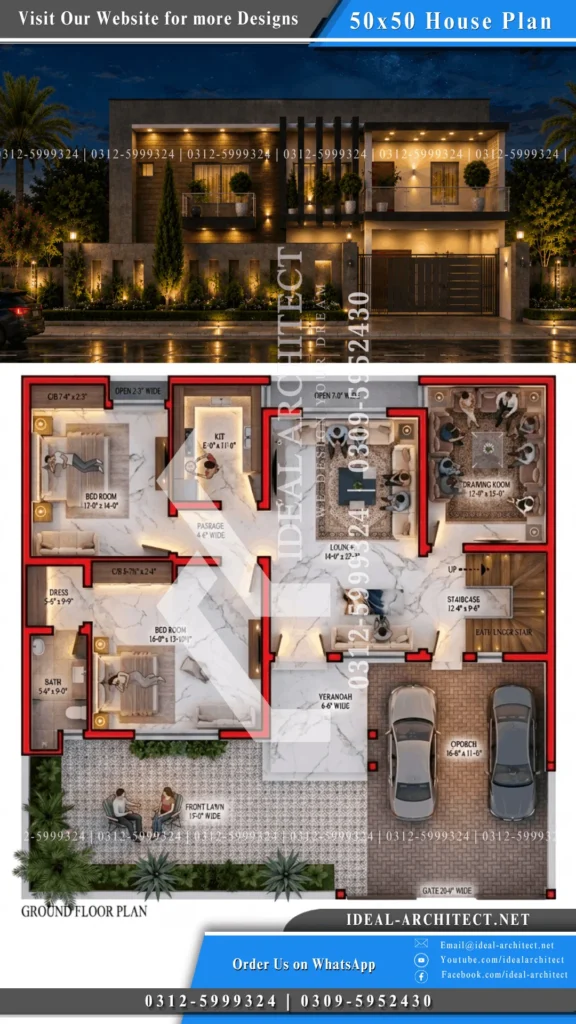 50x50 House Plan Floor Plans